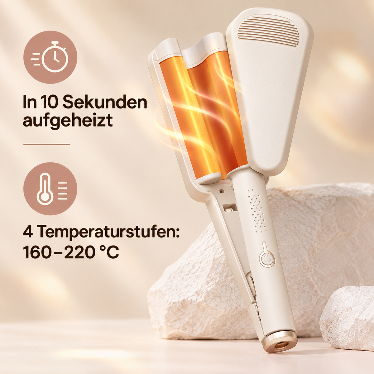 Schnelles Aufheizen und 4 Temperaturstufen
