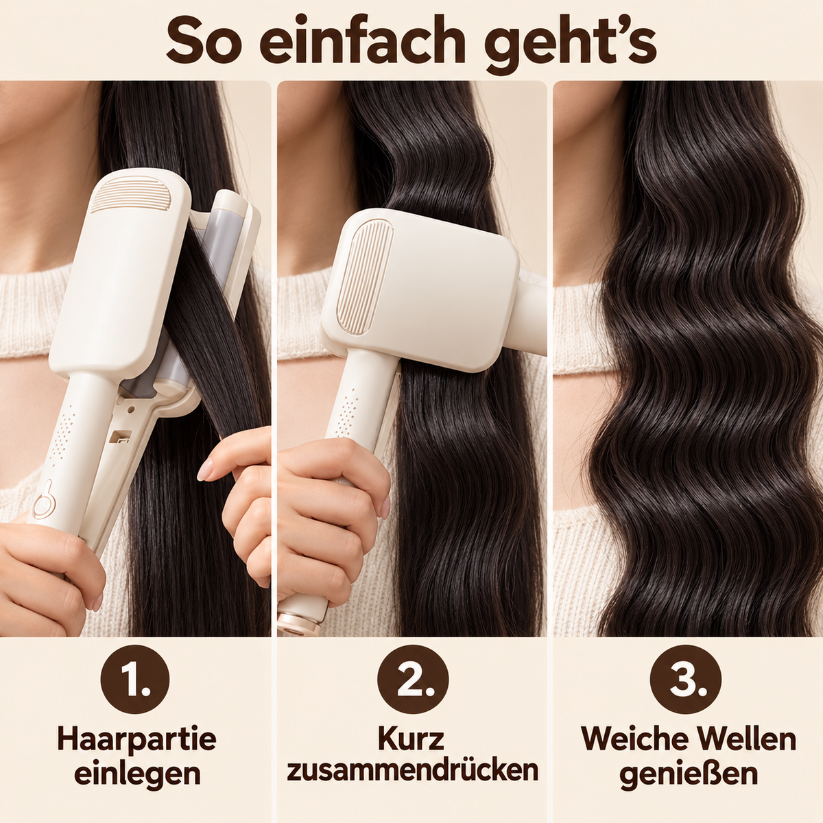 ⏰⌛Nur heute: 50% Rabatt!🎁🪮32-mm-Welleneisen für weiche große Wellen – 4 Temperaturstufen