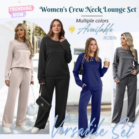 🔥LETZTER TAG 50 % RABATT💓Set aus Damen-Oberteil mit Rundhalsausschnitt und Hose mit Kordelzug