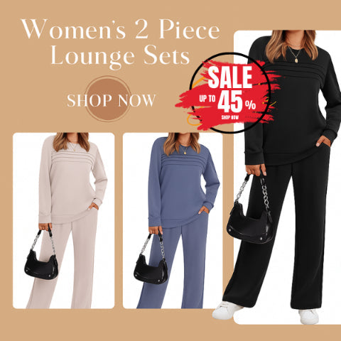 🔥LETZTER TAG 50 % RABATT💓Set aus Damen-Oberteil mit Rundhalsausschnitt und Hose mit Kordelzug