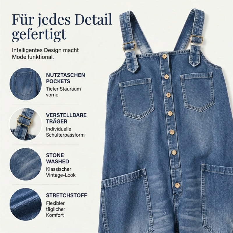 Weit geschnittener Overall mit weitem Bein und Taschen