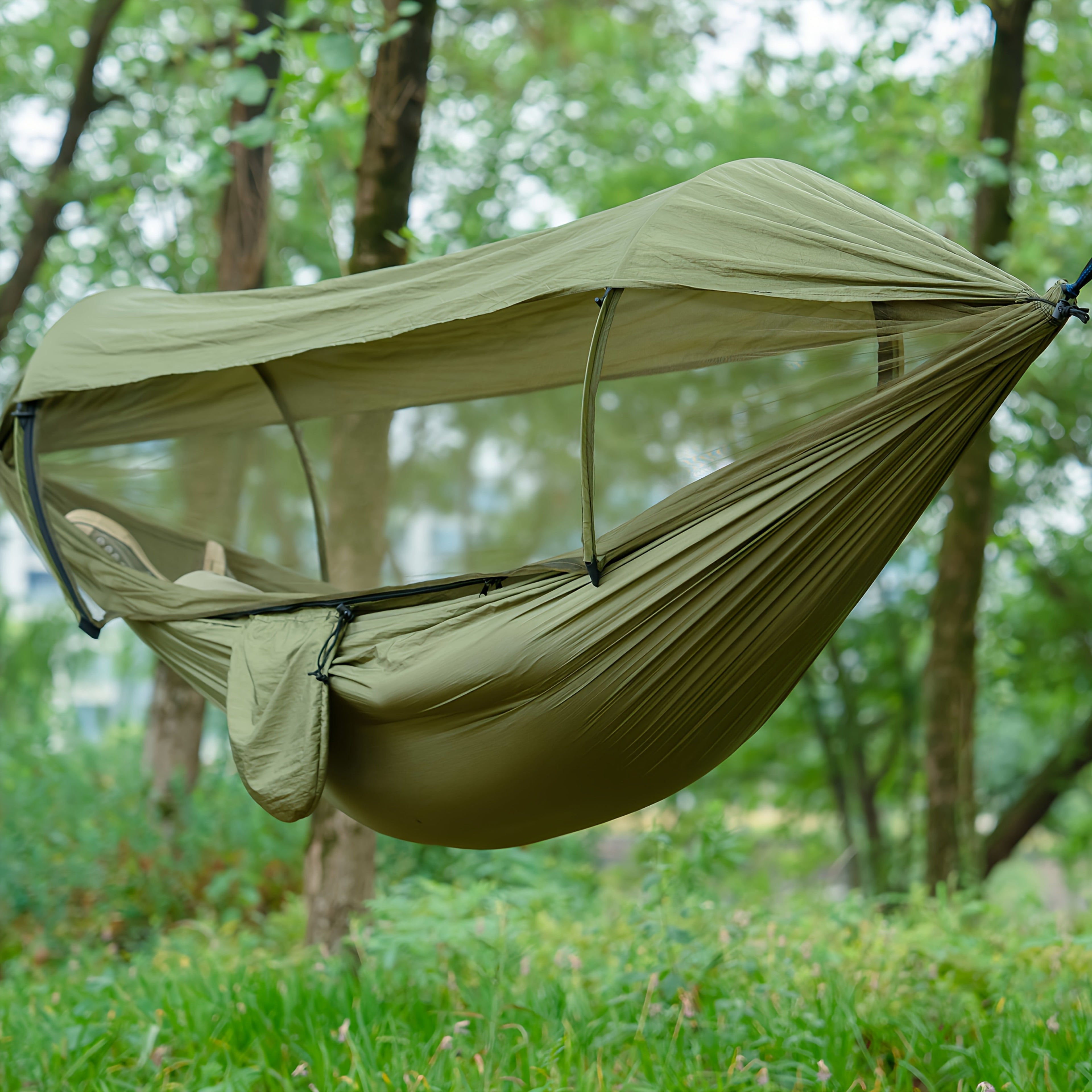 OutdoorRelax™ | Outdoor-Hängematte mit Moskitonetz und Sonnenschutz