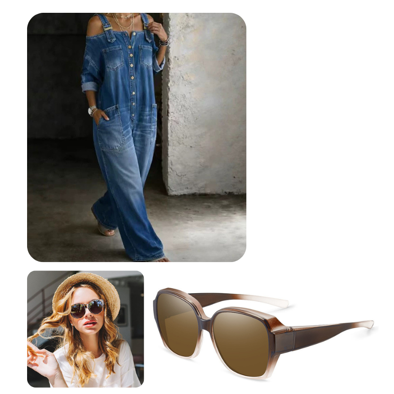Weit geschnittener Overall mit weitem Bein und Taschen