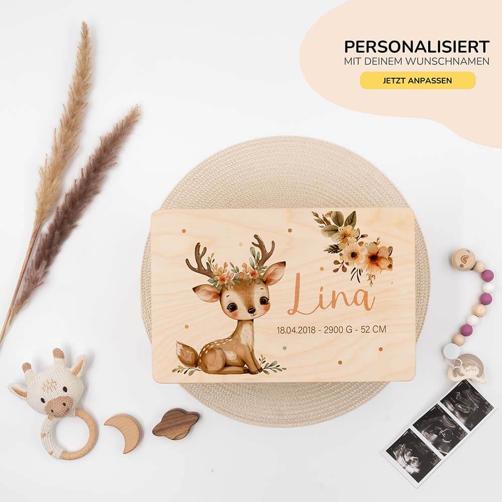 Kinderzimmer Aufbewahrung Reh-Bundle: Erinnerungskiste, Tonieregal, Garderobe