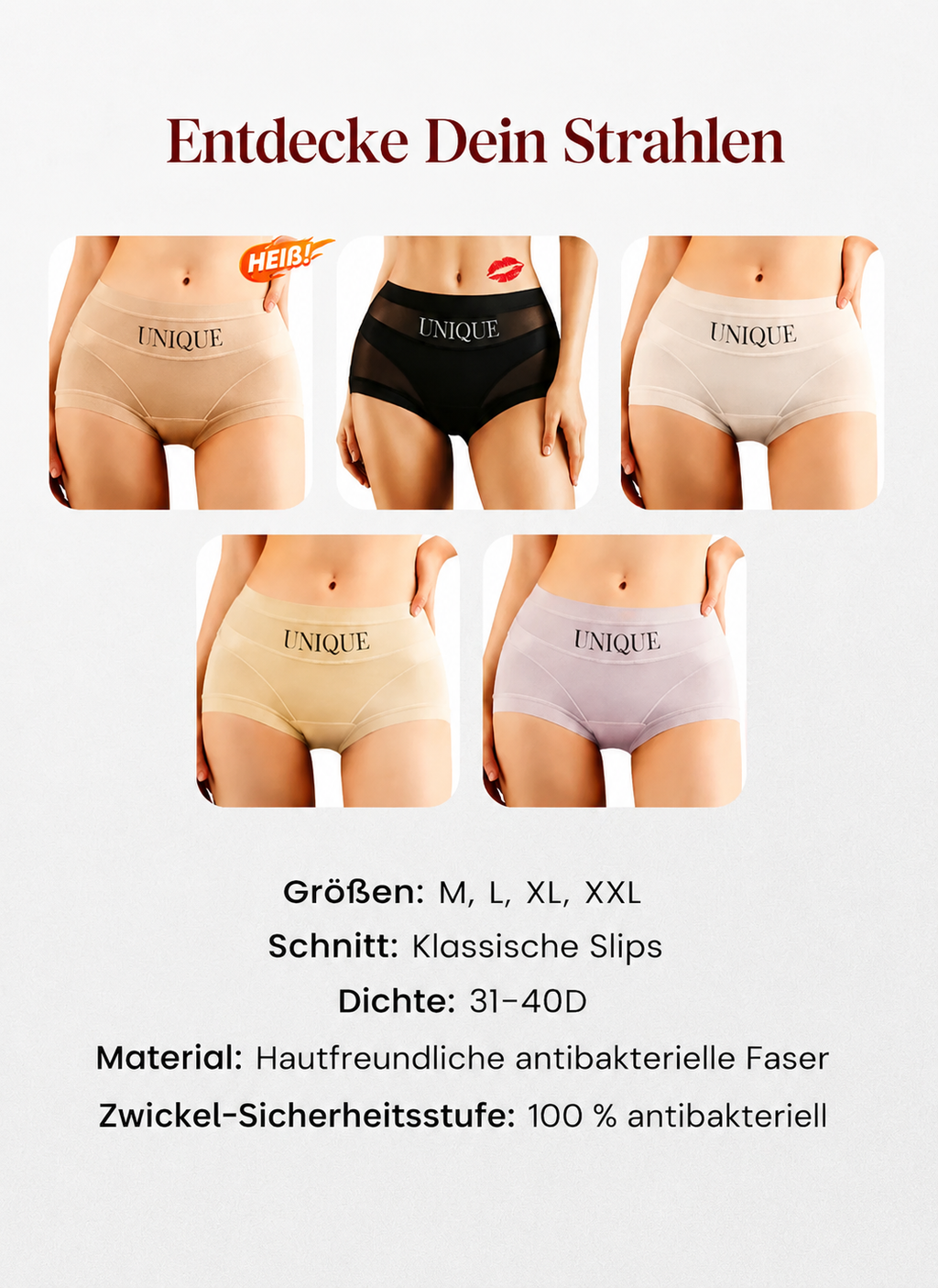 UNIQUE | Atmungsaktive Damen-Shorts-Unterwäsche
