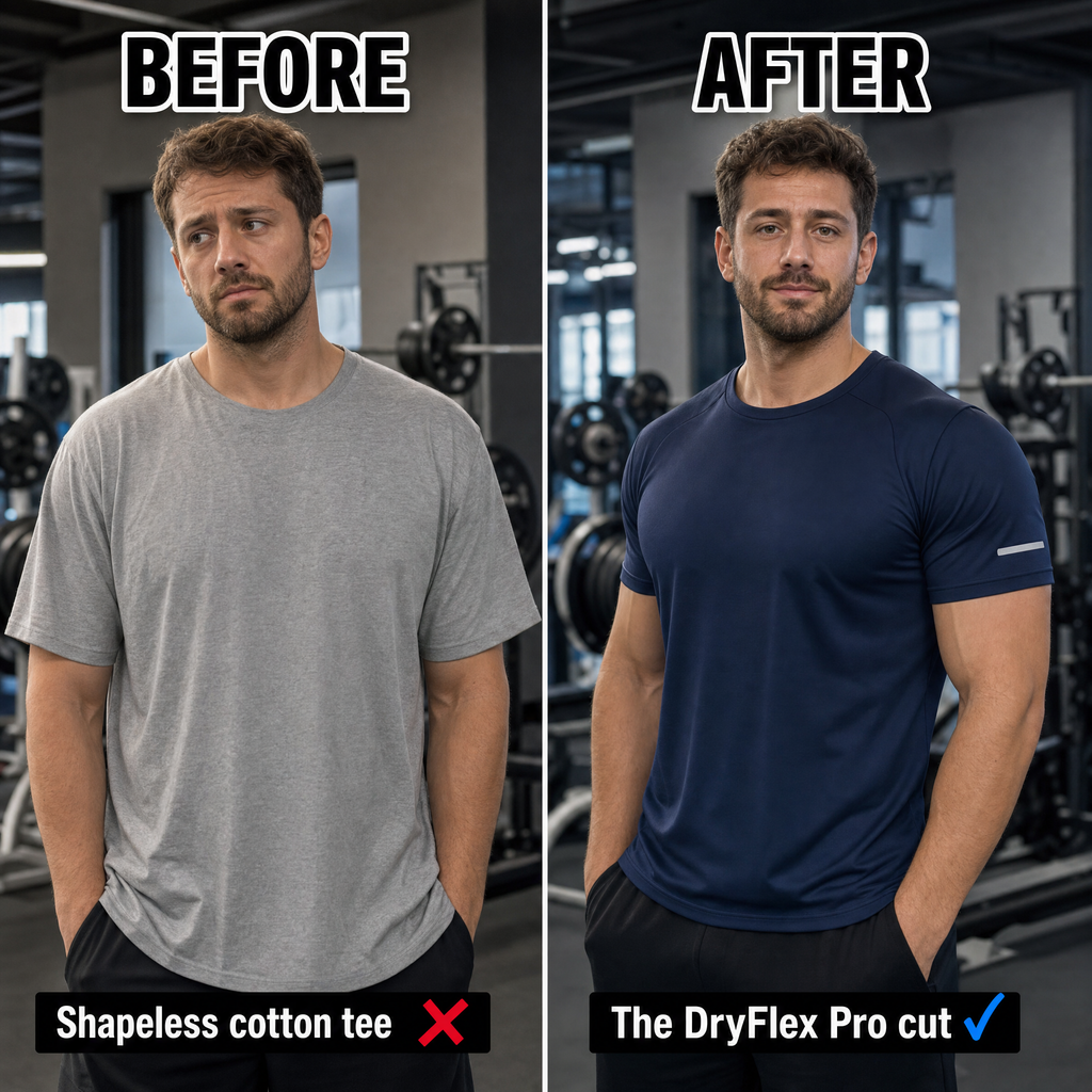 Muscle-Fit Shirt für Herren: eng an der Brust, locker am Bauch