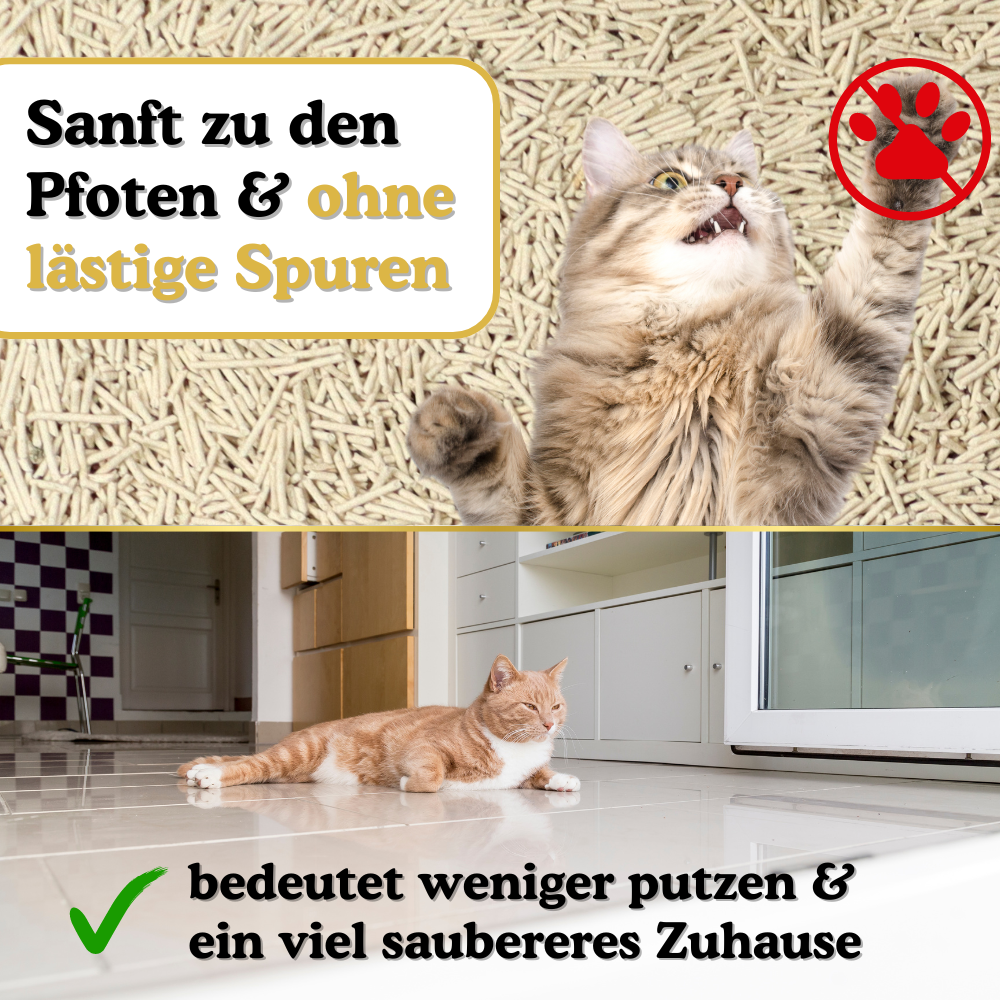 Natürliches Katzenstreu aus Erbsenfasern