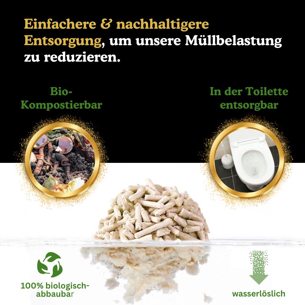 Natürliches Katzenstreu aus Erbsenfasern