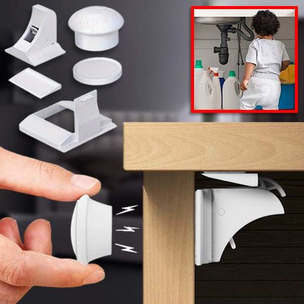 MagClasp Magnetische Schranksicherung für Kinder, 4er-Set mit Magnetschlüssel
