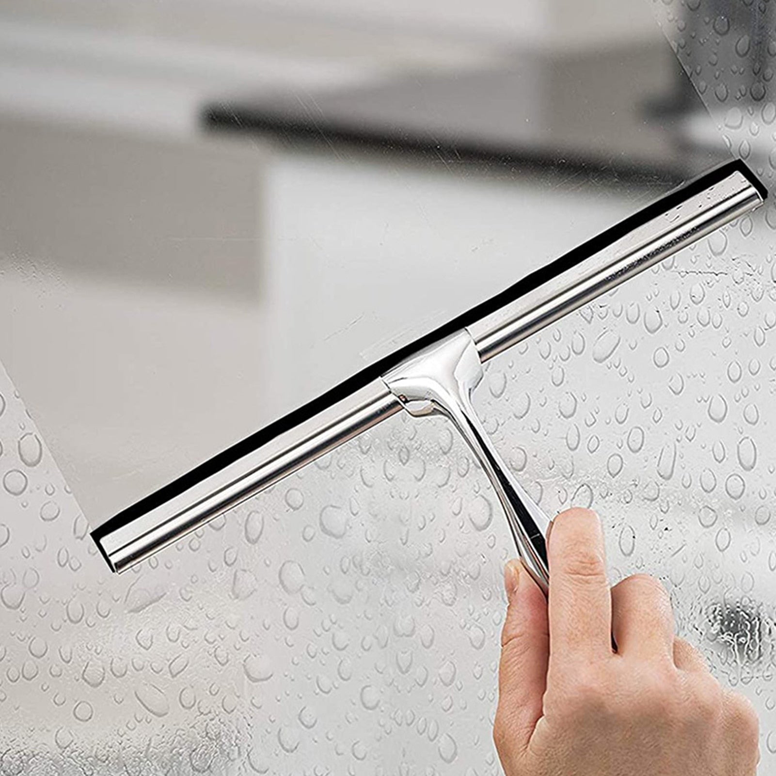 CrystalSwipe™ | Profi-Duschwischer aus Edelstahl – Streifenfreie Glasreinigung ohne Bohren