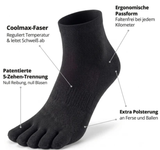 Zehensocken gegen Blasen – Trockene Füße den ganzen Tag