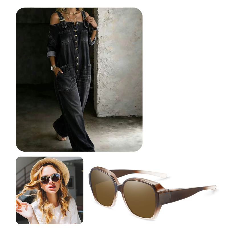 Weit geschnittener Overall mit weitem Bein und Taschen