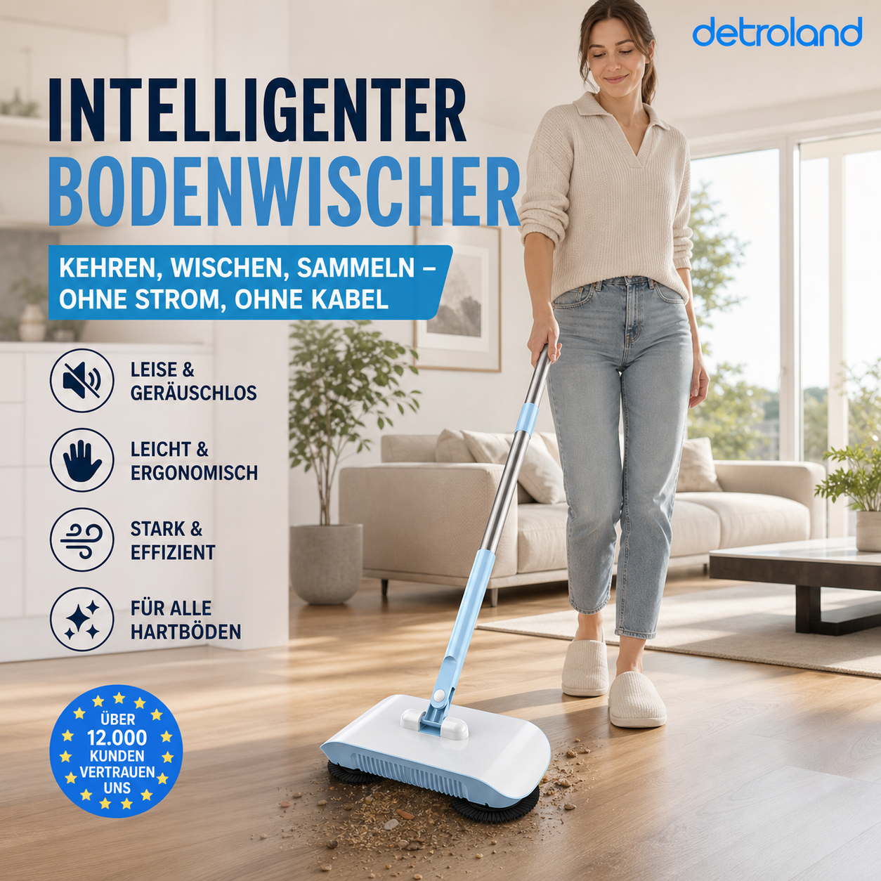 🤖🧹 Smart-Roboterstaubsauger mit Wisch- & Kehrfunktion – für Hartböden, leicht & vielseitig, jetzt −50%