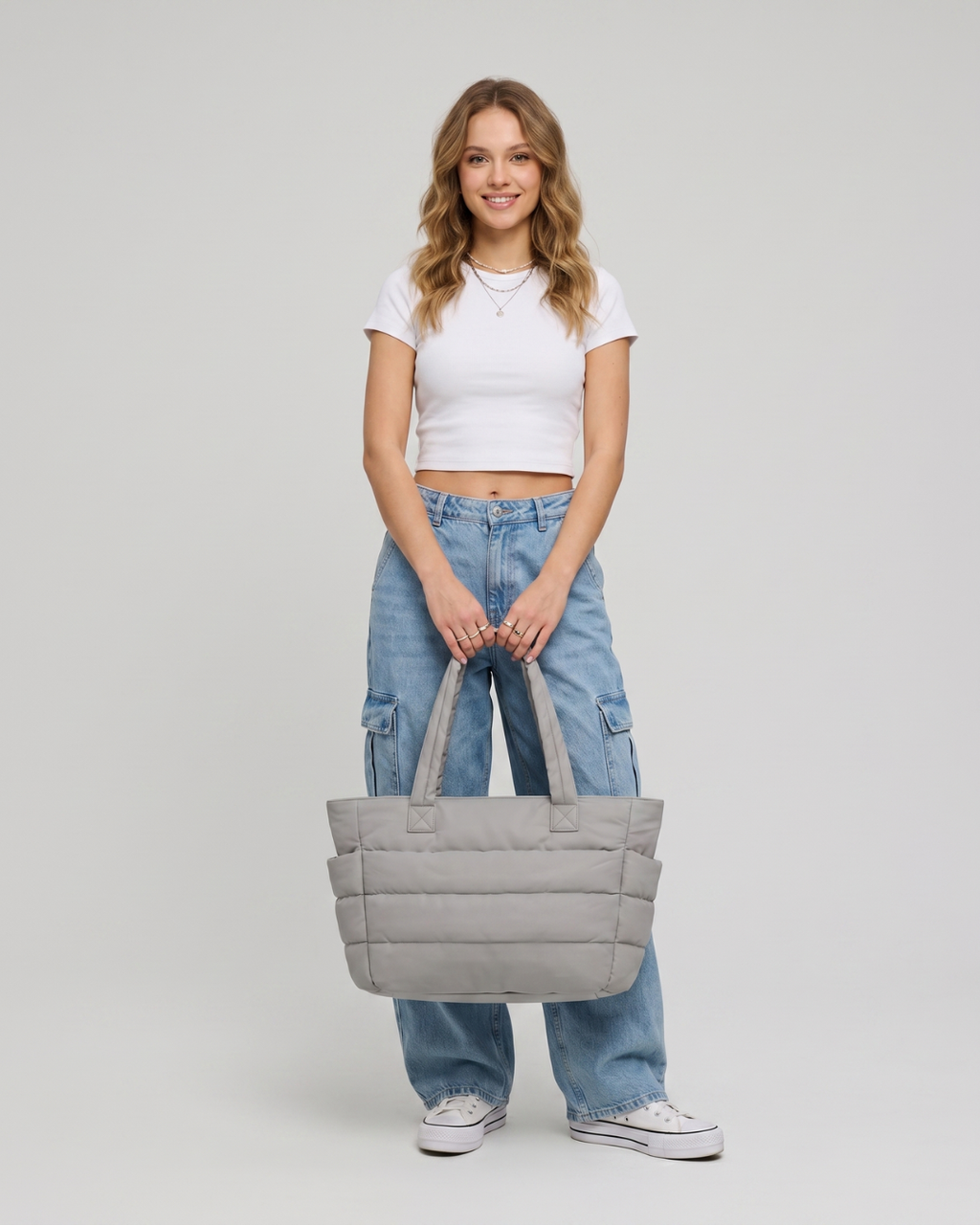 Gesteppte Puffer-Tasche mit Laptopfach bis 15,6 Zoll, wasserabweisend