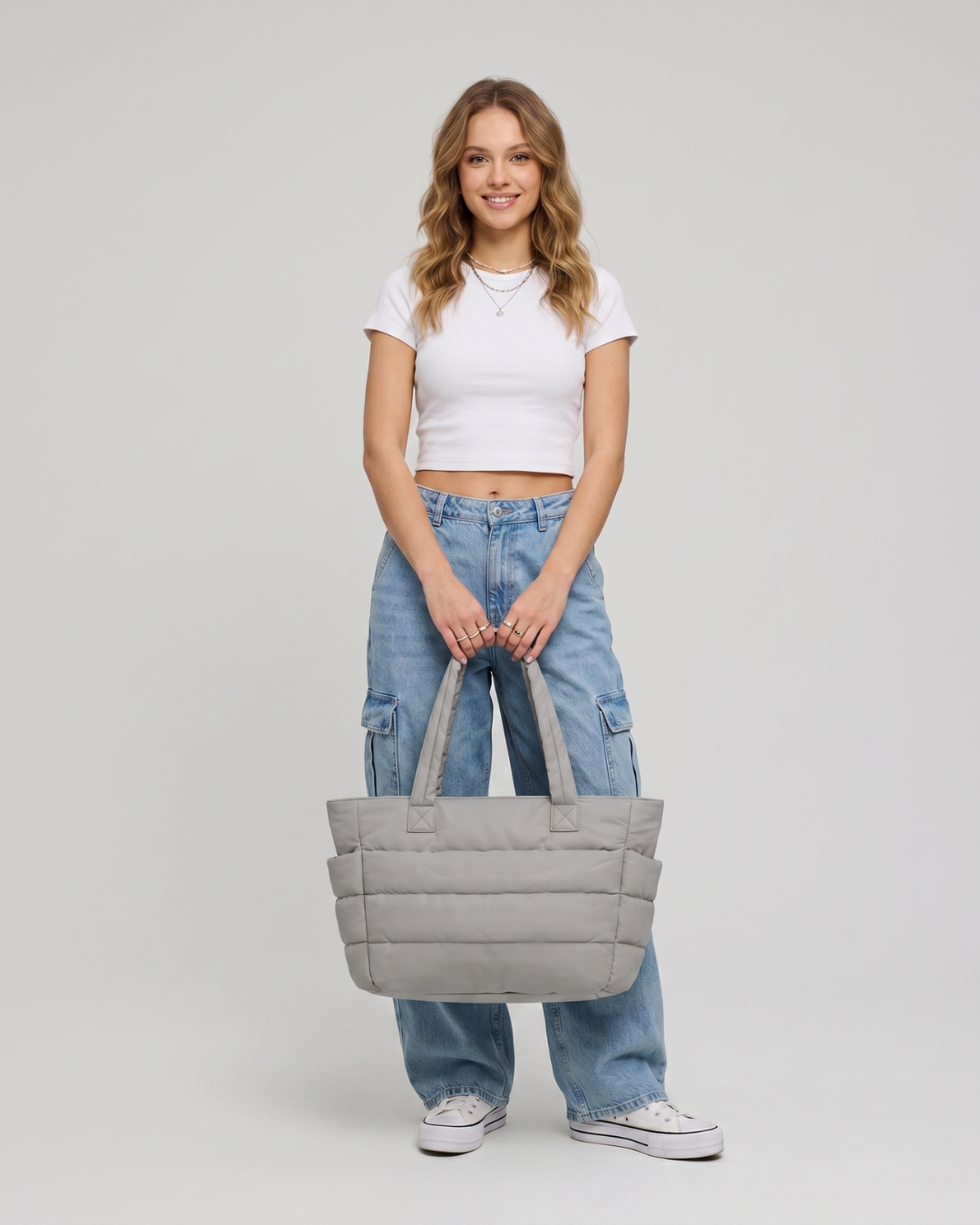 Gesteppte Puffer-Tasche mit Laptopfach bis 15,6 Zoll, wasserabweisend