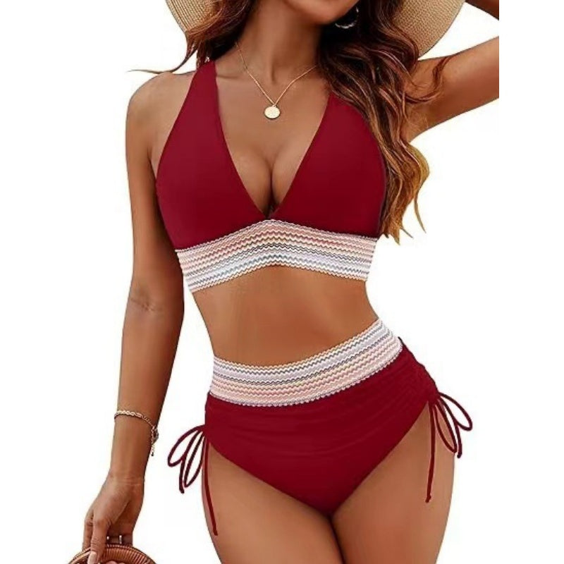 🔥Letzter Tag Spezial Preis €34.95!👙Hoch taillierte Bikini-Sets mit Bauchkontrolle und Farbblockdesign