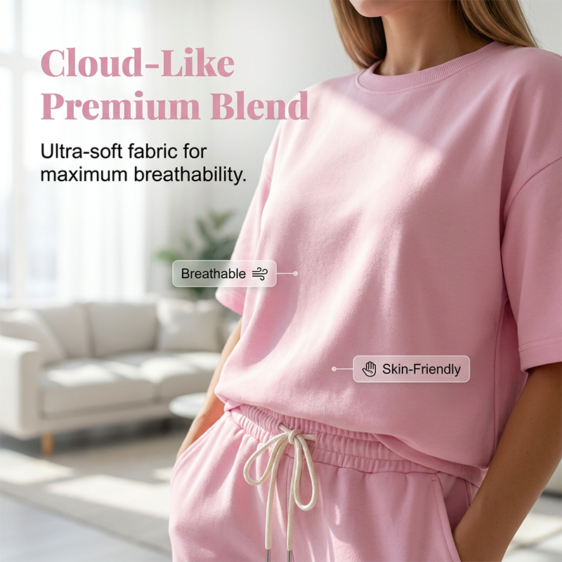 Lässiges Set aus kurzärmeligem Oberteil und Hose für Damen