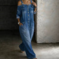 Weit geschnittener Overall mit weitem Bein und Taschen