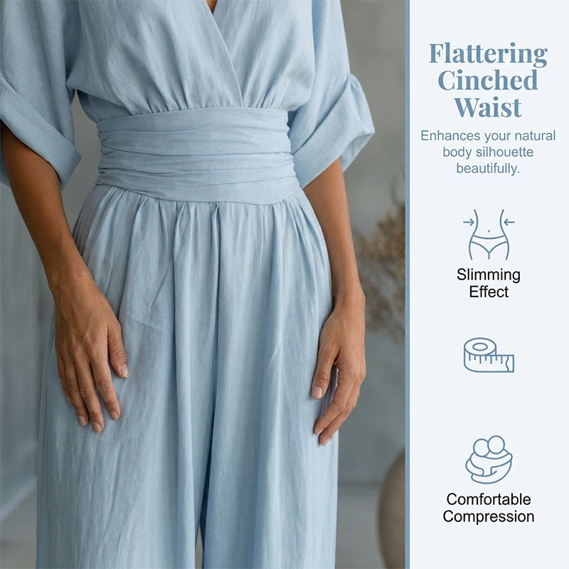 🔥 50% RABATT 👗 Eleganter Damen-Jumpsuit mit V-Ausschnitt ✨ hohe Taille & weites Bein – schmeichelnd, luftig & perfekt für den Sommerstil 🌿