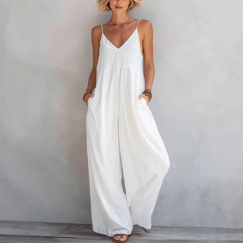 Rückenfreier Jumpsuit mit dünnen Trägern für Damen