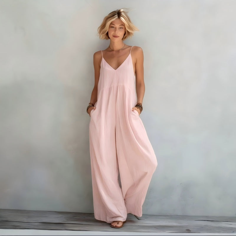 Rückenfreier Jumpsuit mit dünnen Trägern für Damen