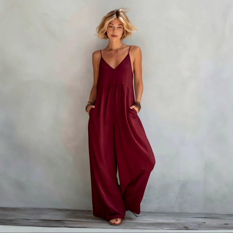 Rückenfreier Jumpsuit mit dünnen Trägern für Damen