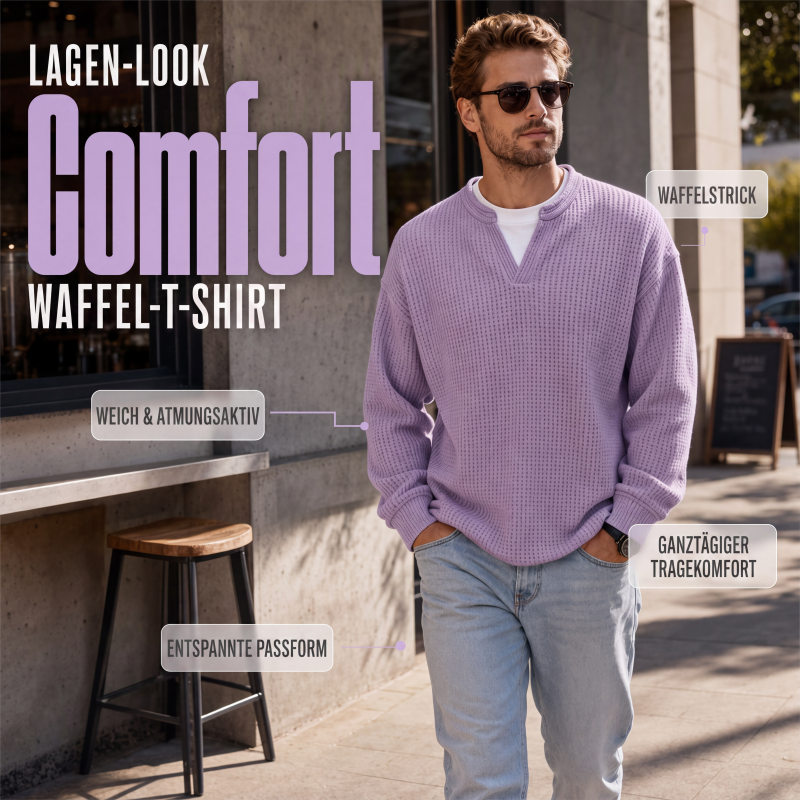 Langarm-Waffelshirt im Layer-Look