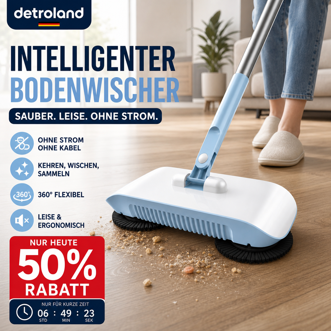 🤖🧹 Smart-Roboterstaubsauger mit Wisch- & Kehrfunktion – für Hartböden, leicht & vielseitig, jetzt −50%