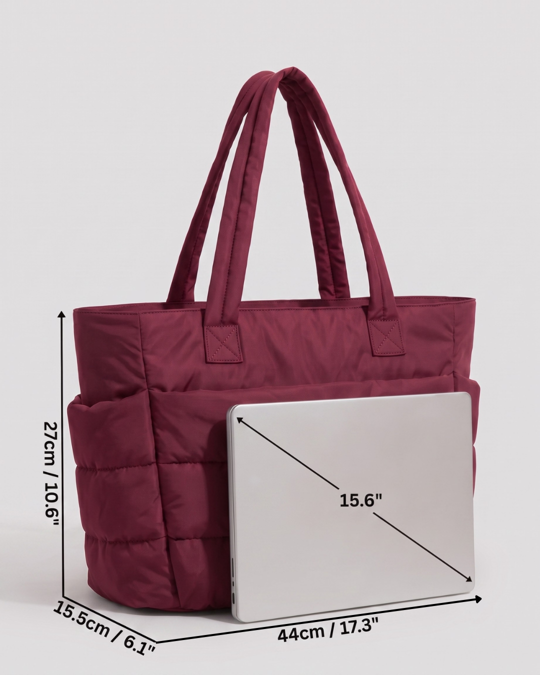 Gesteppte Puffer-Tasche mit Laptopfach bis 15,6 Zoll, wasserabweisend