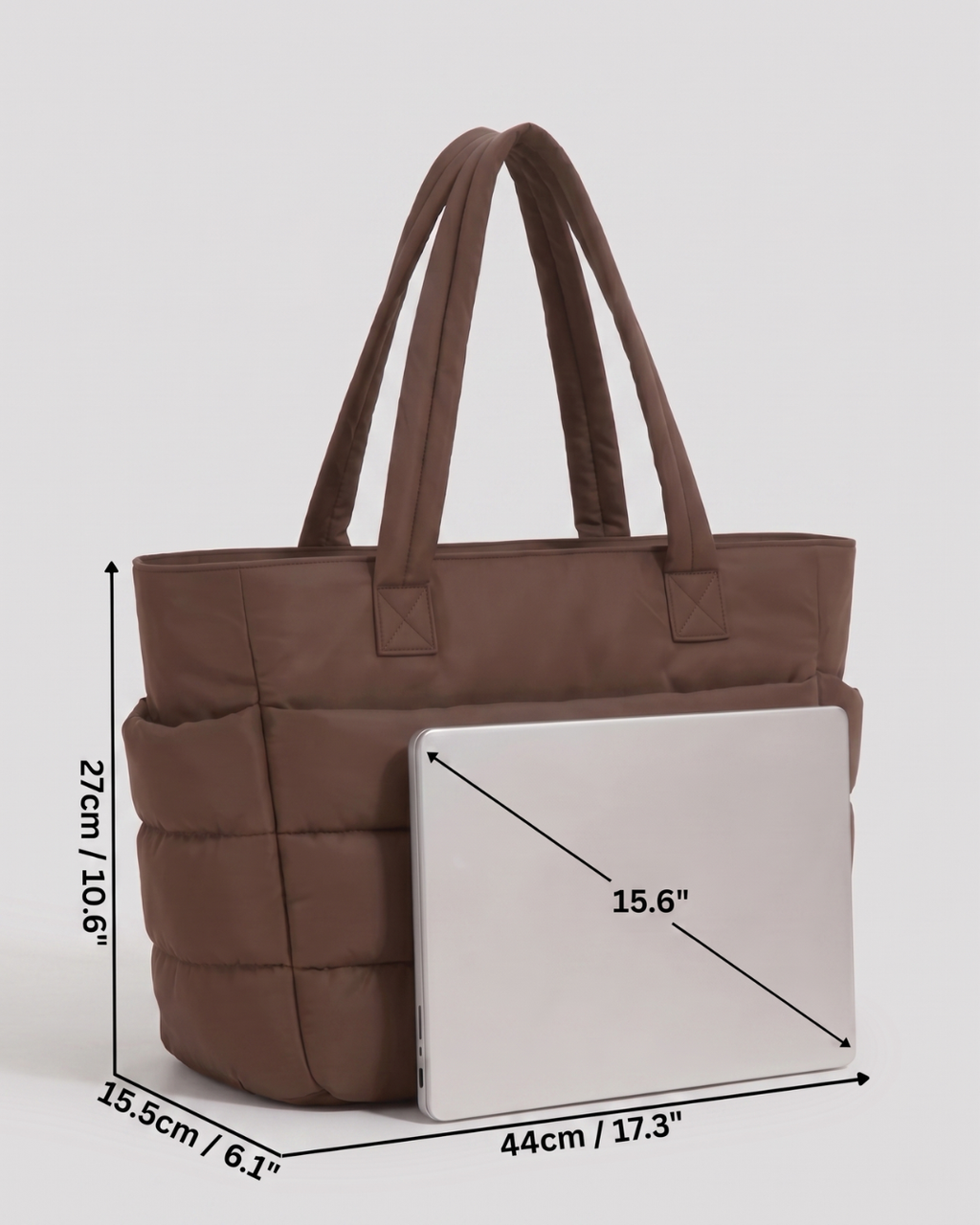 Gesteppte Puffer-Tasche mit Laptopfach bis 15,6 Zoll, wasserabweisend