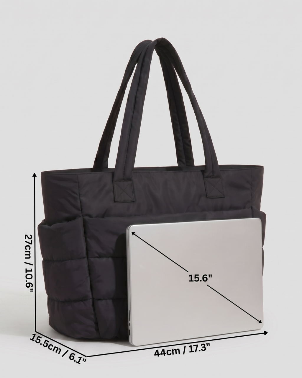Gesteppte Puffer-Tasche mit Laptopfach bis 15,6 Zoll, wasserabweisend