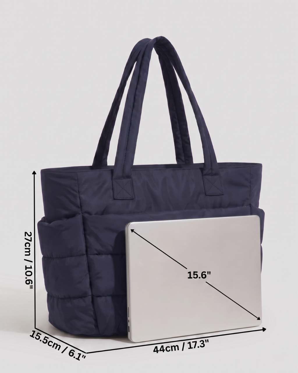 Gesteppte Puffer-Tasche mit Laptopfach bis 15,6 Zoll, wasserabweisend