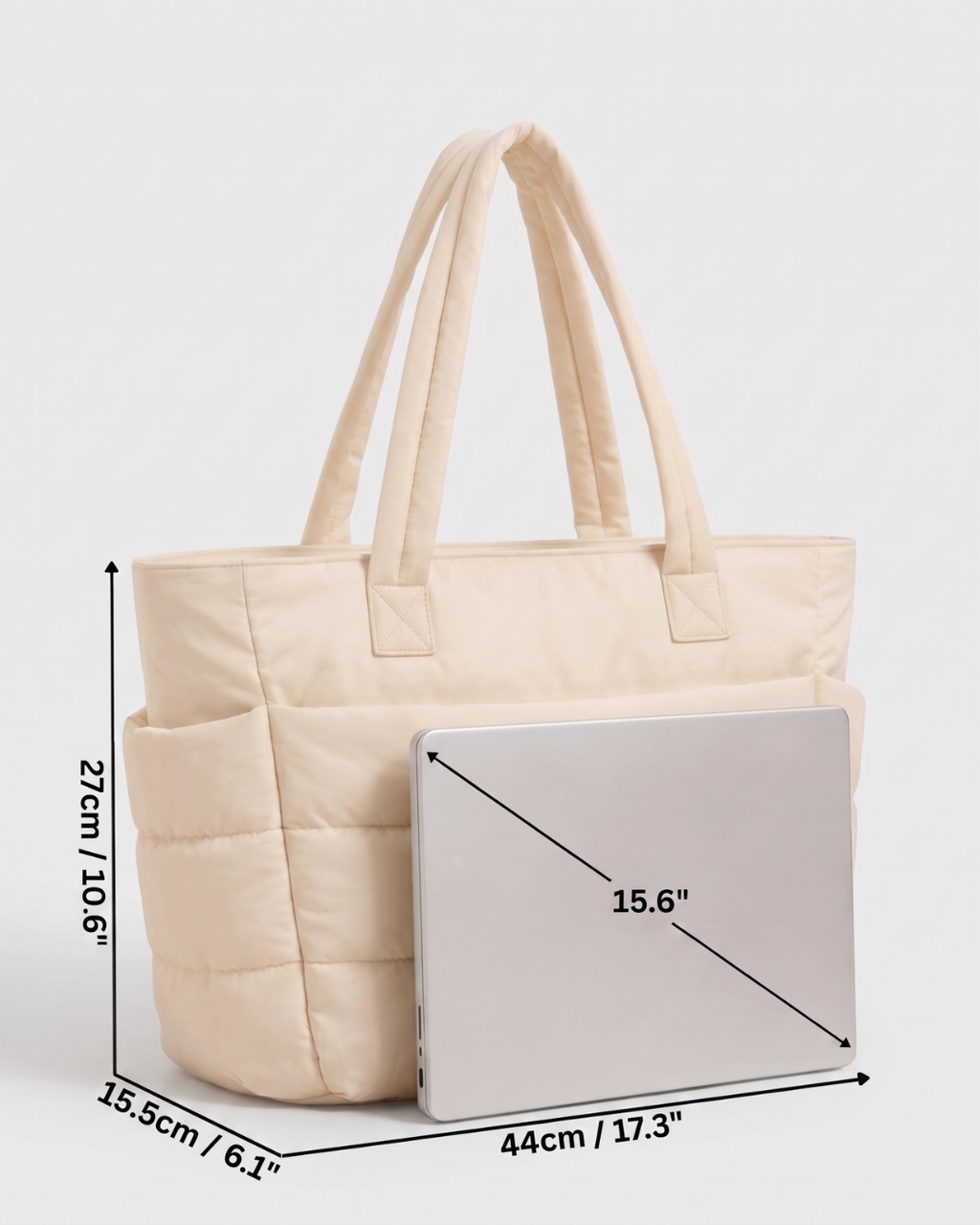 Gesteppte Puffer-Tasche mit Laptopfach bis 15,6 Zoll, wasserabweisend
