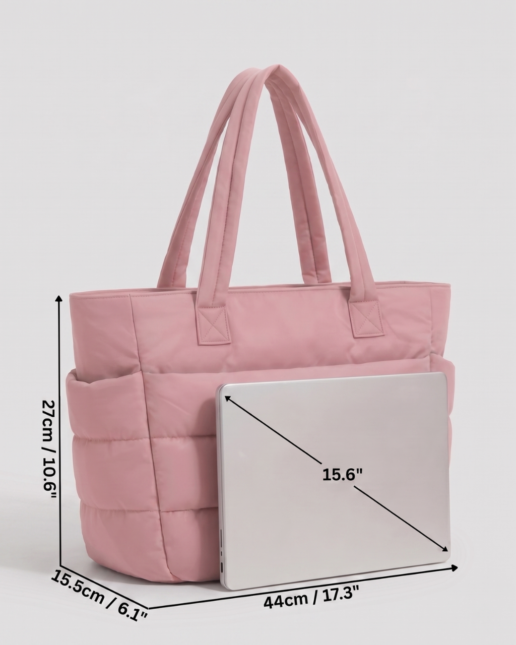 Gesteppte Puffer-Tasche mit Laptopfach bis 15,6 Zoll, wasserabweisend