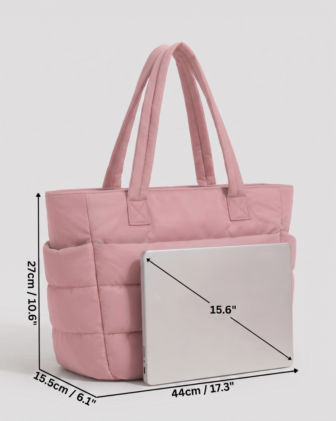 Gesteppte Puffer-Tasche mit Laptopfach bis 15,6 Zoll, wasserabweisend