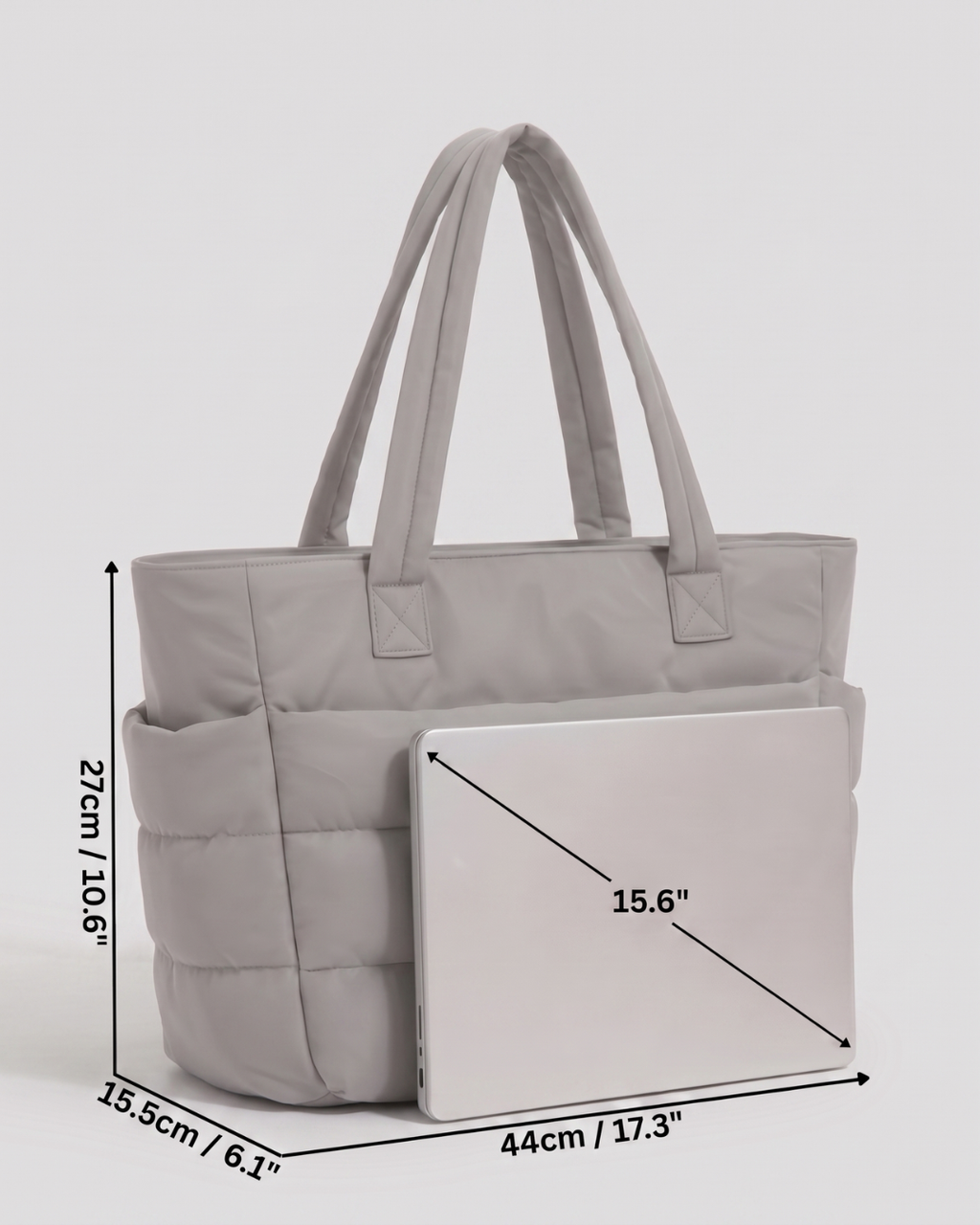 Gesteppte Puffer-Tasche mit Laptopfach bis 15,6 Zoll, wasserabweisend