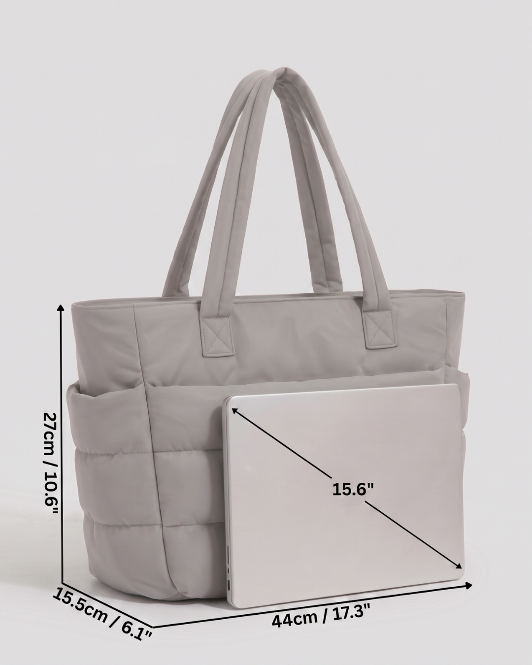 Gesteppte Puffer-Tasche mit Laptopfach bis 15,6 Zoll, wasserabweisend